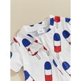 thumbnail image 6 of Jaweiwi 0-18M  Baby Jumpsuit, Short Sleeve Crew Neck Popsicle Print Zipped Summer Romper Clothes for Independence Day, 6 of 9
