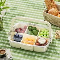 Bento Lunch Box Snack Container with Dividers,AILKIN Bento Box Snack Containers for Adults Lunchable Food Storage Containers Tray with Lid 6 Compartments Snackle Box for Traveling with Handle