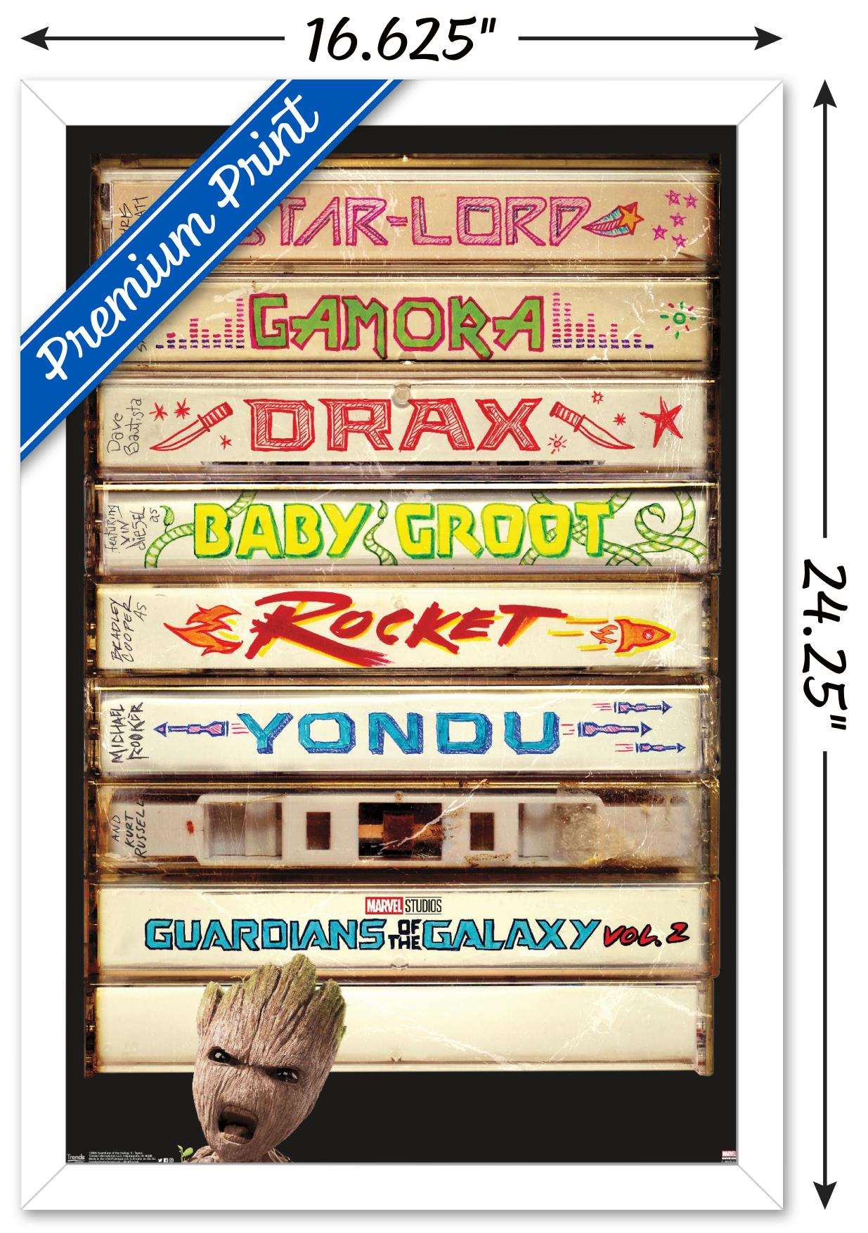 Marvel Cinematic Universe - Guardians of the Galaxy 2 - Tapes Wall Poster, 14.725" x 22.375", Framed