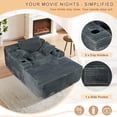 thumbnail image 6 of FFH 65"L Chaise Lounge Chair Indoor, Plush Cloud Couch Boneless Sleeper Sofa with Cup Holders and Side Pockets, Gray, 6 of 9