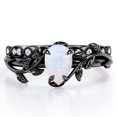 thumbnail image 1 of JeenMata Inspirado en la Naturaleza: Ópalo de Roca en Forma de Pera de 1,75 Quilates y Moissanita: Juego de Anillos de Boda con Filigrana Milgrain: Baño de Oro Negro de 18 K sobre Plata, 1 of 6