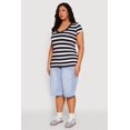 thumbnail image 4 of Womens Plus Size Striped V Neck Tee, 4 of 5