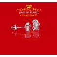 thumbnail image 3 of King of Bling's 925 Sterling Silver 0.05ct Diamond White Square Earring For Men's / Women's, 3 of 12
