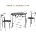 thumbnail image 6 of LEIYY 3 Piece Dining Set,Small Kitchen Table Set for 2,Breakfast Table Set,Kitchen Wooden Table and 2 Chairs for Small Space/Dining Room/Apartment,Metal Frame,Wine Rack,Sliver&Black, 6 of 8