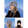 thumbnail image 4 of Xfvqtps Womens Hat Scarf Set Knit Solid Color Simplicity Fashion Thickened Stretch Windproof Coldproof Warm Soft Outdoor Winter Neck Warmer Slouchy Hat Gray, 4 of 6