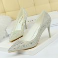 thumbnail image 3 of Zapatos de tacón alto finos de novia a la moda, de lujo, puntiagudos, sexys, para noche, banquete, con diamantes de imitación, con un solo stiletto, para mujer, para oficina, 3 of 5