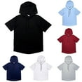 thumbnail image 6 of Men Hooded T-Shirt Thin Loose Solid Color Short Sleeve Hoodie Fashion Streetwear, 6 of 8