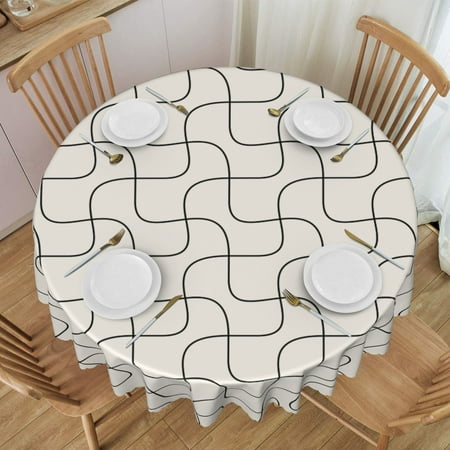 

Tablecloth Line Pattern Table Cloth For Circular Tables Waterproof Resistant Picnic Table Covers For Kitchen Dining/Party