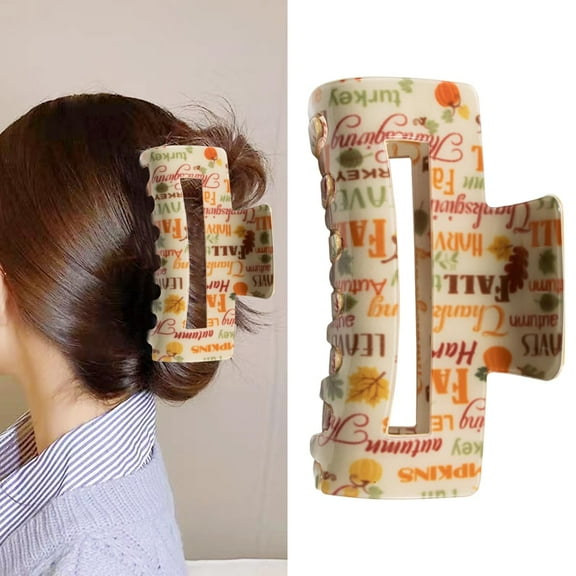 1PC Thanksgiving Hair Clips for Women, Turkey Hair Claw Square Hair Claw Clips, Non-slip Hat Hair Access Jaw for Thick Thin Acrylic Barrettes Plastic Decor