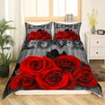 thumbnail image 2 of YST Red Rose Bedding Set King Red Black Valentine'S Day Comforter Cover For Girls Women Men Couple,Romantic Floral Duvet Cover Rustic Farmhouse Bed Set With Zipper 2 Pillow Cases Grey, 2 of 5