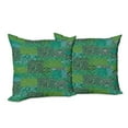 thumbnail image 6 of Ambesonne Floral Throw Pillow Cover 2 Pack, Curly Ornaments in Squares, 20", Emerald Jade Green, 6 of 6