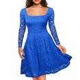 thumbnail image 1 of Vestido de encaje floral de las mujeres manga larga Slash Neck A-Line cremallera lateral más el tama Abanopi Vestido, 1 of 7