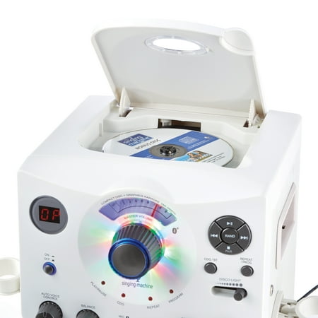 Singing Machine - CD+G Bluetooth Karaoke System - White