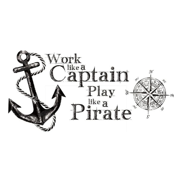 Work Like A Captain Play Like A Pirate Wall Decals 10 Pirates Room Stickers Walmart Com