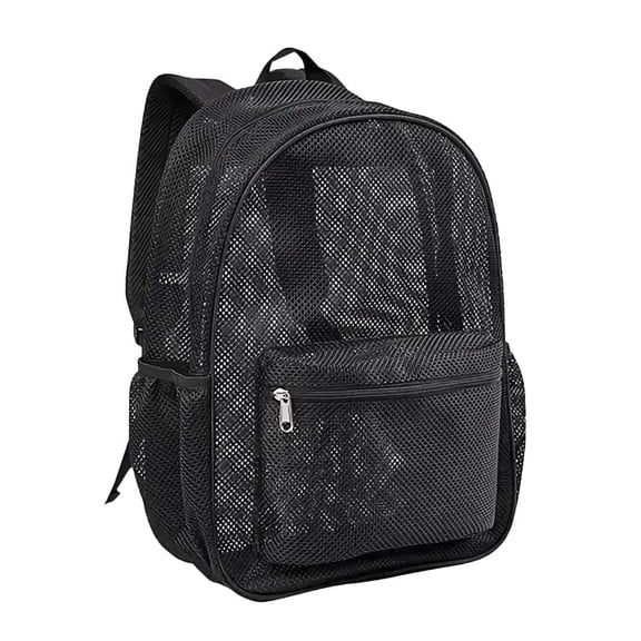 Youersen Mesh Backpack, Clear Mesh Bag with Padded Straps for Swimming & Outdoor Sports, Black