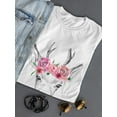 thumbnail image 3 of Deer Head In Pencil Art Flowers T-Shirt Women -Image by Shutterstock, Female XX-Large, 3 of 4