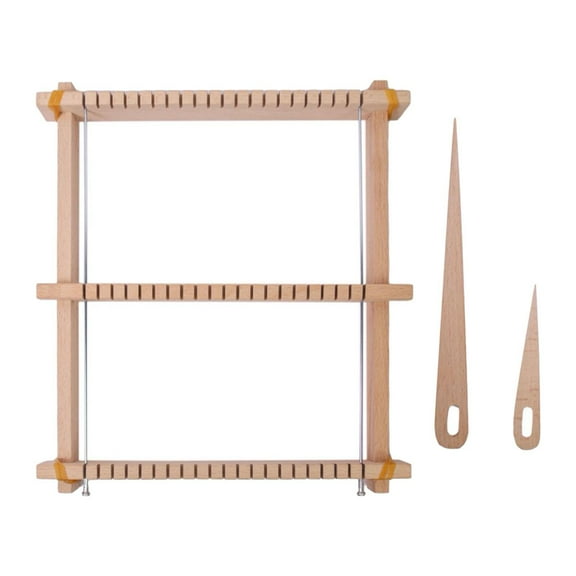 QccHieUs Wood Weaving Loom with 2 Crochet Needle 9.45 x 11.02 inch for Kids Adults Weave