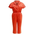 thumbnail image 5 of Fsqjgq Jumpsuits for Women Plus Size Rompers Overalls Womens Vacation Outfits 2024 Button Up Waist Tie Belt Flowy Wide Leg Sleeveless Jumpsuit Bib Overalls Jumpsuits Baggy Romper Summer Casual Off, 5 of 5