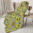 thumbnail image 3 of Sigee Sage Green With Sunflowers for Flannel Blanket - Ultra-Soft, Warm and Cozy, Perfect for Couch, Bed, or Travel-60"x50", 3 of 6