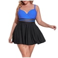 thumbnail image 2 of Kinrui Womens Tankini Swimdress with Shorts Two Piece V Neck Mesh Bathing Suit Adjustable Straps Swimsuits Modest Swim Dress Blue,L, 2 of 6