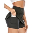 thumbnail image 2 of FANNYC YOGA Tennis Golf Skirt Quick-Dry Loose Running Skirt Shorts Women Sports Workout Shorts Gym Athletic Shorts Double Deck Skirt With Pockets, 2 of 7