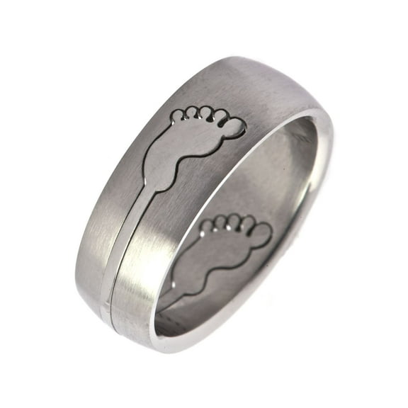 Foot Shaped Insert Puzzle Ring Surgical 316L Stainless Steel 8mm