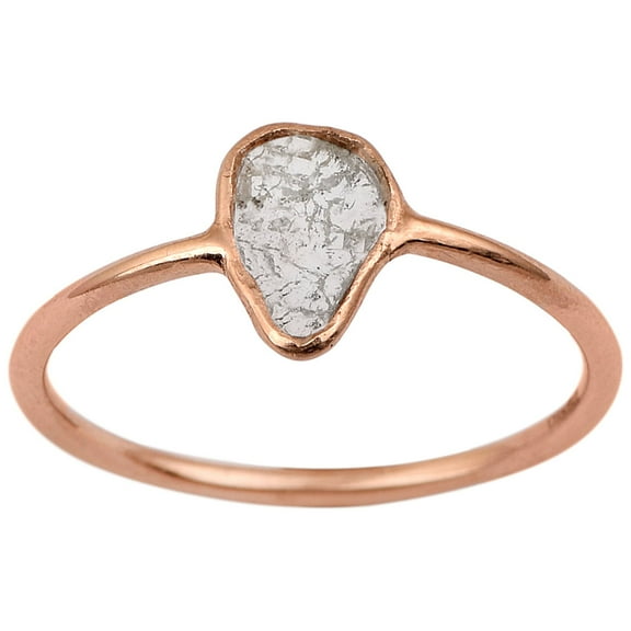 Mooneye 0.20 CTW Natural Slice Diamond Polki Wedding Ring 925 Sterling Silver Rose Plated