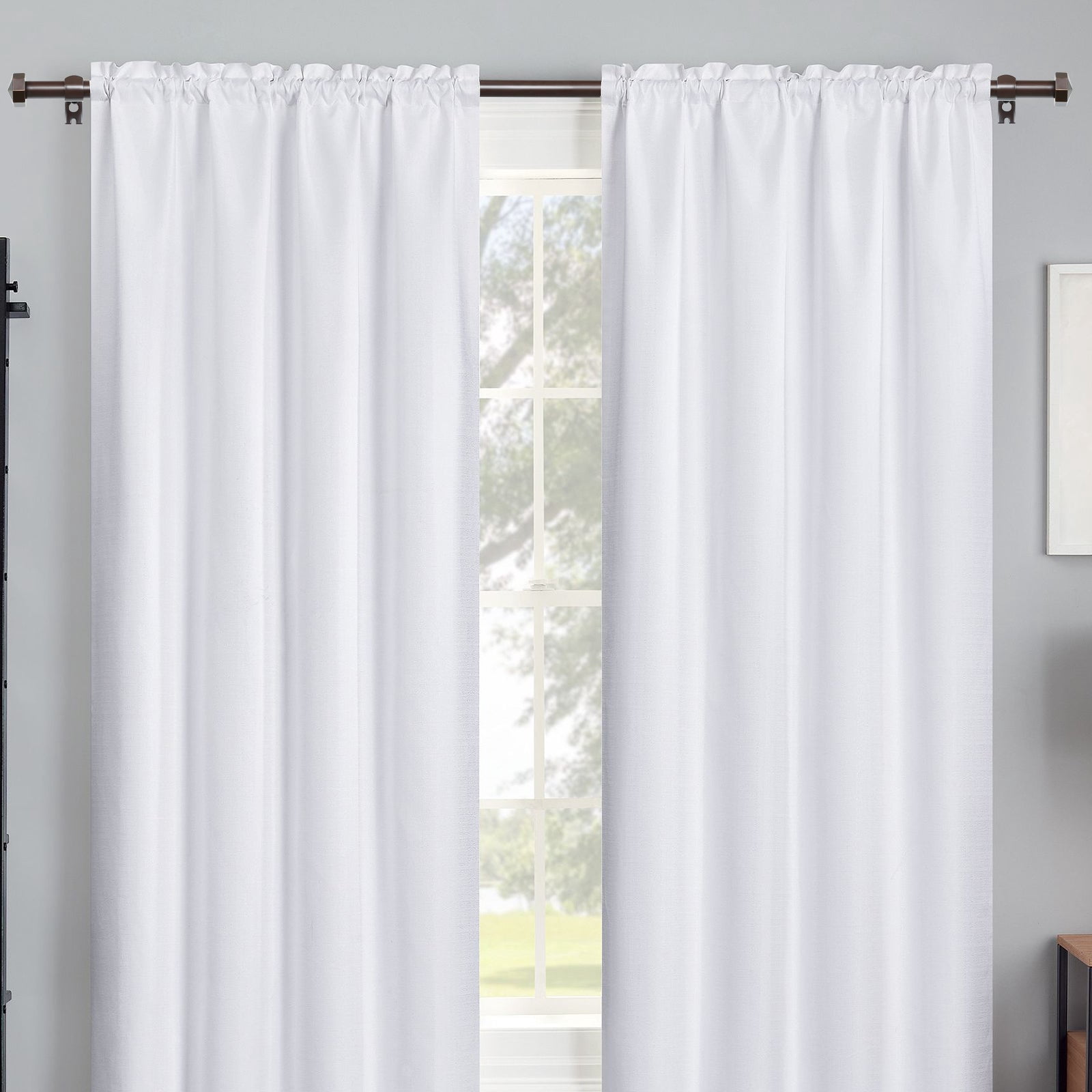 Ridicili 5/8" Single Telescoping Curtain Rod with Octagonal Finials,48"-84",Bronze