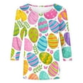 thumbnail image 4 of TrendVibe365 Women's Easter Shirts 3/4 Sleeves Easter Eggs Floral Butterfly Holiday Gifts Tees Crew Neck Tops 3/4 Sleeve Shirts Loose Caual Funny Shirts Clothes Beige S(US=4), 4 of 4