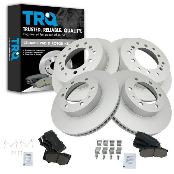 TRQ Front and Rear Brake Pad & Rotor Kit Brake Pads Brake Rotor Ceramic Premium G-Coated Fits Select 2003-2009 Toyota 4Runner 2007-2009 FJ Cruiser