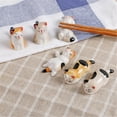 thumbnail image 4 of Ceramic Cute Cat Chopsticks Rest Dinner Spoon Stand Knife Fork Holder (Set of 6PCS), 4 of 7