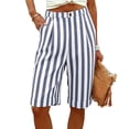 thumbnail image 2 of YanHoo Bermuda Shorts for Women High Waisted Knee Length Striped Shorts Casual Outdoor Short Pants with Pockets, 2 of 7