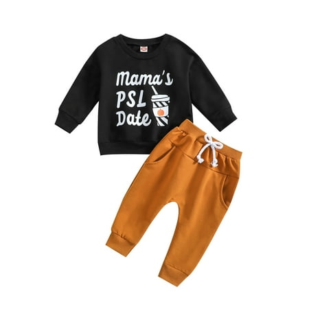 

SZXZYGS Baby Boy Outfits Toddler Kids Boys Outfit Letters Prints s Tops Sweatershirt Pants 2Pcs Set Outfits Features: