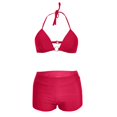thumbnail image 3 of DPTALR Women's Brief Solid Color Flat Angle Split Sexy Lady Bikini Swimsuit, 3 of 4