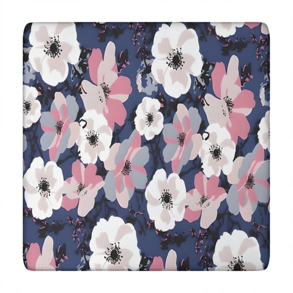 Pioneer Flower Floral Print Pattern Square Fitted Tablecloth with Elastic Edge,Square Table Cover,Washable Elastic Table Cover for Home Kitchen Party Decor 34"x34"