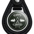 thumbnail image 3 of Happy Camper with Campfire Black Leather Keychain, 3 of 4