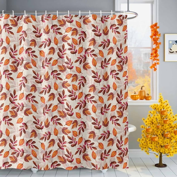 Vintage Fall Leaves Shower Curtain for Bathroom, Retro Watercolor Botanical Waterproof Shower Curtains Washable Quick Dry with Hooks Bathtub Curtains 72x72 IN