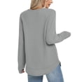 thumbnail image 6 of VISALY Women's Oversized Waffle Blouses Long Sleeve Crew Neck Pullover Tops Fashion Tunic Sweatshirts Loose Fit Dressy Casual Waffle Shirts Trendy Fall Outfit Basic Tee Shirts Light Ashy M, 6 of 7