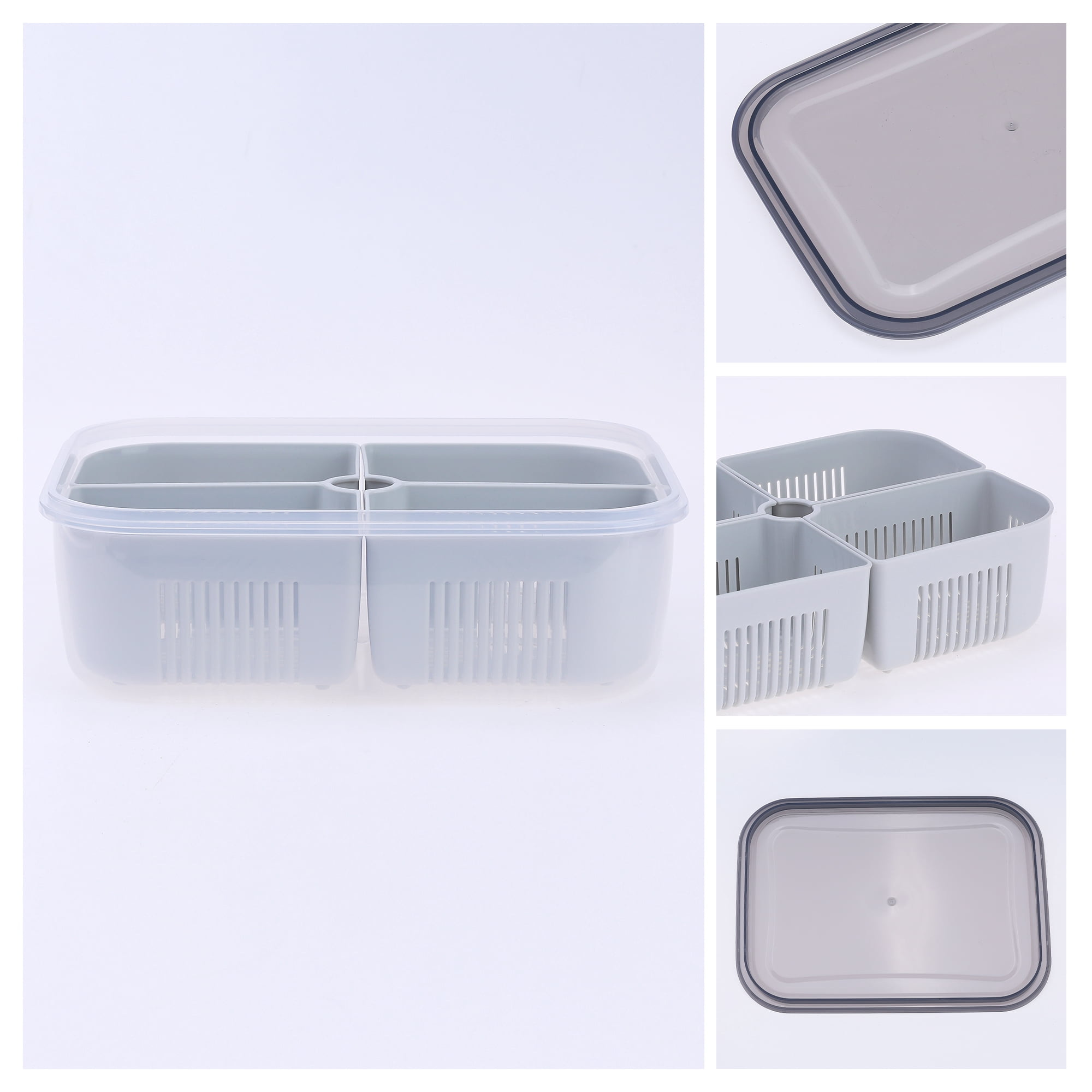 Unique Bargains Food Storage Containers Meal Prep 5 Packs 4 Grids-Hollow
