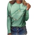 thumbnail image 1 of Pompotops Femmes Dames Col Rond Hauts Amples Décontractés T-Shirts Imprimés Blouse à Manches Longues en Solde, 1 of 5