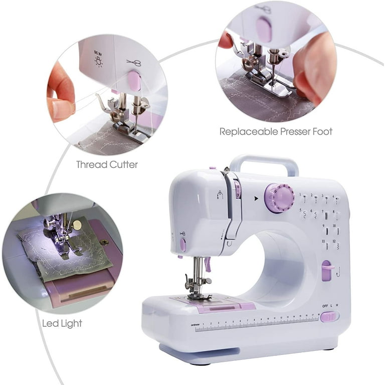  WALLECOM Portable Sewing Machine for Beginners with 12