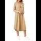 thumbnail image 2 of Vestido Informal Holgado de Cuello Redondo y Larga para Mujer, con Bolsillos Inclinados y Dobladillo Curvo. Caqui XXL, 2 of 9
