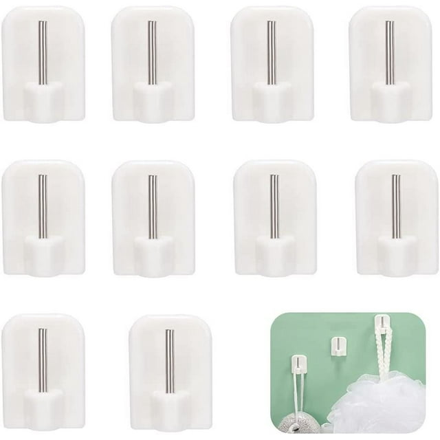 10Pcs Self-Adhesive Hooks, Adhesive Hooks, Rod Brackets, No Drill Rod Self-Adhesive Hooks for Curtain Rods