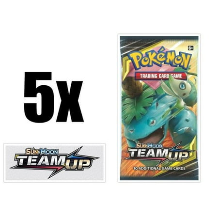 Pokemon TCG - Team Up Booster Packs - Five (5) Count Booster Pack Lot. Pokemon Trading Card Game Sun & Moon Team Up