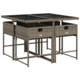 thumbnail image 3 of vidaXL 5 Piece Garden Dining Set with Cushions Grey Poly Rattan, 3 of 5