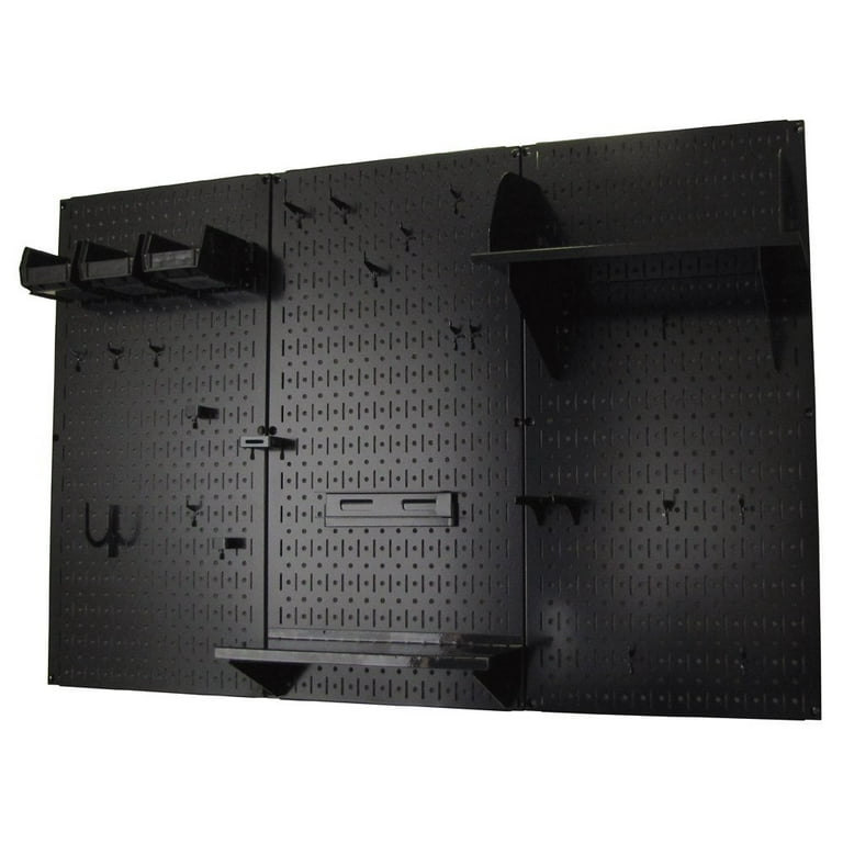 4ft Metal Pegboard Standard Tool Storage Kit - Black Toolboard with Black Hooks and Accessories 4ft Metal Pegboard Standard Tool Storage Kit - Black Toolboard with Black Hooks and Accessories