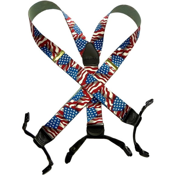 HoldUp Suspender Companys Double-ups Designer Series American Flag Pattern Dressy Suspenders