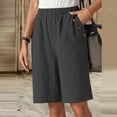 thumbnail image 4 of Arlun Womens High Waist Baggy Shorts Linen Loose Fit Five Point Pants with Pockets Solid Color Wide Leg Summer Shorts 2026 Beach Vacation Thin Breathable Bottoms Grey S, 4 of 7