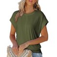 thumbnail image 3 of Mittory Womens Short Sleeve T Shirts Summer Side Ruched Crew Neck Dressy Casual Tops Basic Trendy Tees, 3 of 8