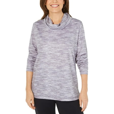 Karen Scott Women's Sports Heathered Turtleneck Sweatshirt Gray Size Petite Large